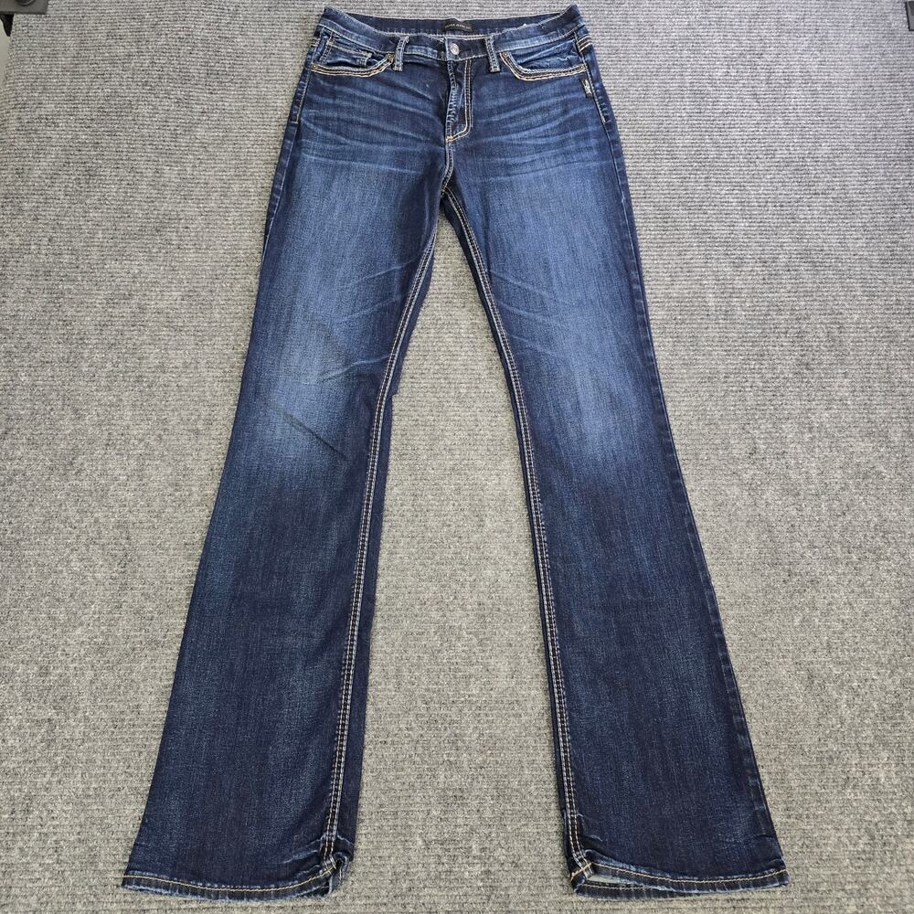 Silver Jeans Calley Slim Boot Womens 29x35 Dark Blue Stretch Bootcut Tall Long